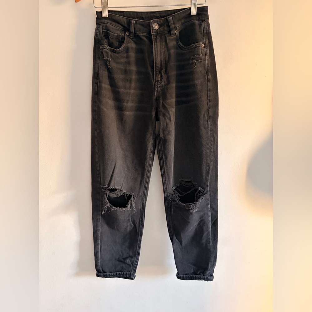 American Eagle straight mom jeans Black Distressed Jeans